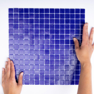 The Mosaic Factory Amsterdam mozaïektegel - 32.2x32.2cm - wand en vloertegel - Vierkant - Glas Cobalt Blue Mat