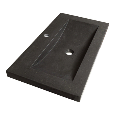 BRAUER Magma wastafel 80x46x5cm - 1 wasbak - 1 kraangat - natuursteen - basalt antraciet
