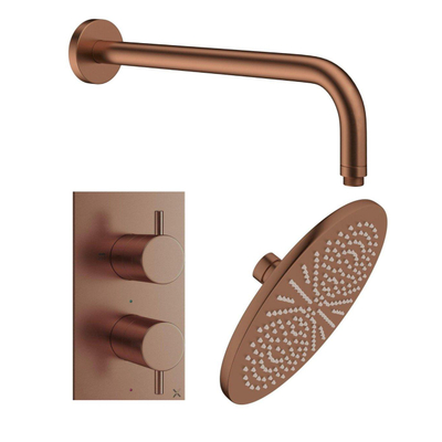 Crosswater MPRO Douche pluie - encastrable - pommeau 30cm - bras de douche mural - barre curseur - douchette ronde - Bronze brossé