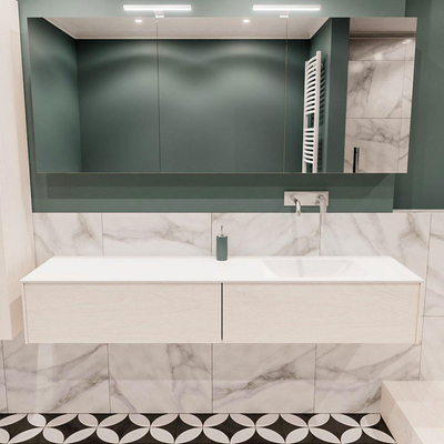 ENSEMBLE DE MEUBLE MONDIAZ LUSH - 180 cm - 2 tiroirs - lavabo cloud - lavabo à droite - 0 trous de robinet - sous-couche
