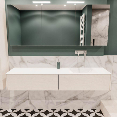 ENSEMBLE DE MEUBLE MONDIAZ LUSH - 180 cm - 2 tiroirs - lavabo cloud - lavabo à droite - 0 trous de robinet - sous-couche