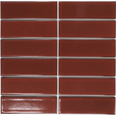 The Mosaic Factory Barcelona mozaïektegel - 29x29cm - 6.5mm - rechthoek - glans deep burgundy (rood)