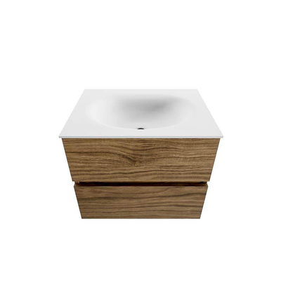 ENSEMBLE DE MEUBLE MONDIAZ VICA - 60x50cm - 2 tiroirs - Chai - lavabo MOON central - 1 trou de robinet - Talc