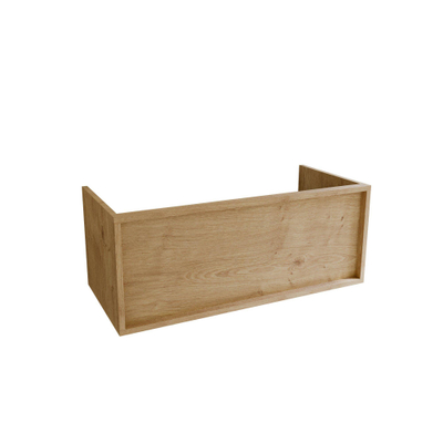 Saniclass Holz Frame Meuble de salle de bain - 100x45x40cm - lavabo en céramique blanc - 1 vasque - sans trous de robinet - 1 tiroirs - Chêne Natural