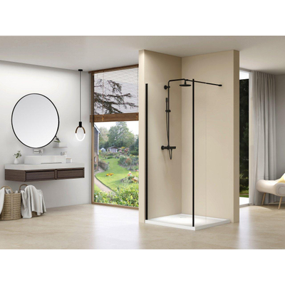 Van Rijn Products ST01 Paroi fixe - 100x200cm - verre clair - épaisseur 8mm - avec partie perpendiculaire - gauche et droite