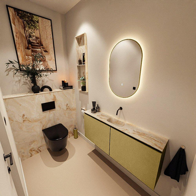 Mondiaz GLOW spiegel – ovaal – 45x90 cm – indirecte LED rondom – bewegingssensor – Oro (zand)