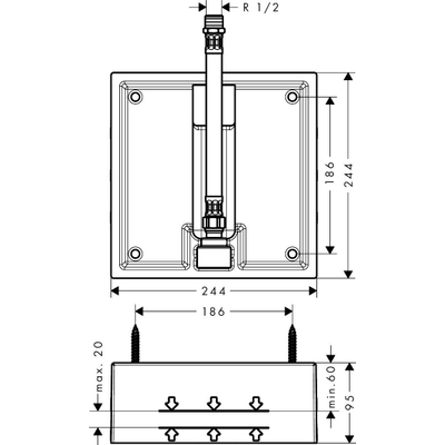 Hansgrohe Raindance air garniture de base pour douche de tête 26x26cm plafond