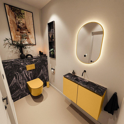 MONDIAZ TURE-DLUX 80cm toiletmeubel Ocher. EDEN wastafel Lava positie midden. Zonder kraangat.