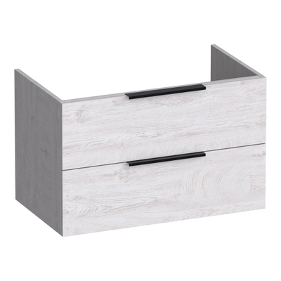 BRAUER Elevate meuble sous-lavabo 80 sans poignées de dessus 2 tiroirs à fermeture douce et 1 découpe pour siphon - Forest Seashell