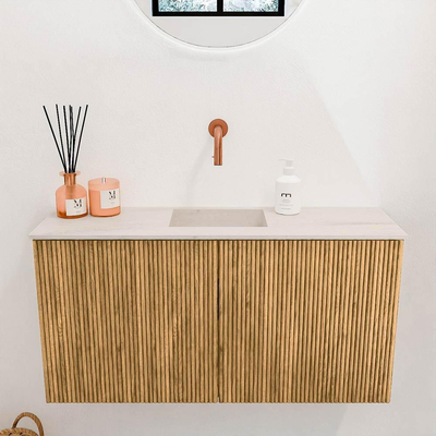 Mondiaz JOYA-DLUX 80cm toiletmeubel - kleur Oak - Wastafel FAYE positie Midden Zonder kraangat kleur Meli.