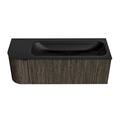 Mondiaz KURVE Ensemble de meuble de salle de bains - 125x46x40cm - 1 tiroir - 1 porte - lavabo solid surface - droit - 1 trou de robinet - Shadow