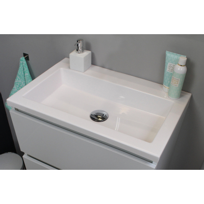 Basic Bella Meuble avec lavabo acrylique 60x55x46cm 1 trou de robinet Blanc brillant