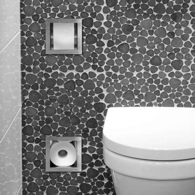 Looox Closed porte-rouleau de toilette encastré - avec porte-rouleau de réserve - 5 rouleaux - inox brossé