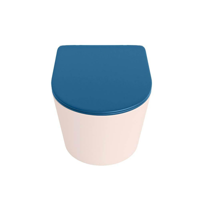 Mondiaz LAVIE WC suspendu – sans bride – 36 x 53 cm – avec abattant softclose – Rosee (rose), abattant Jeans (bleu)