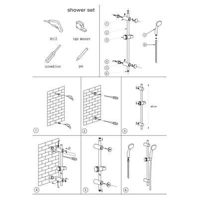 Differnz ensemble de douche métal chromé