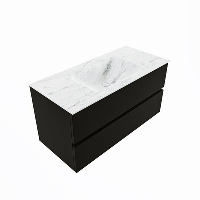 Mondiaz VICA-DLUX ensemble de meuble de salle de bain - 100cm - meuble sous-vasque urban - 2 tiroirs - lavabo encastré cloud milieu - 1 trou de robinet - version haute de 60cm - opalo