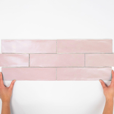 Terravito Pavero wandtegel - 7.5x30cm - 8.6mm - Rechthoek - Roze mat