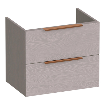 BRAUER Elevate meuble sous-lavabo peu profond 60 sans poignées rapportées 2 tiroirs à fermeture en douceur et 1 découpe pour siphon - Timber Greige
