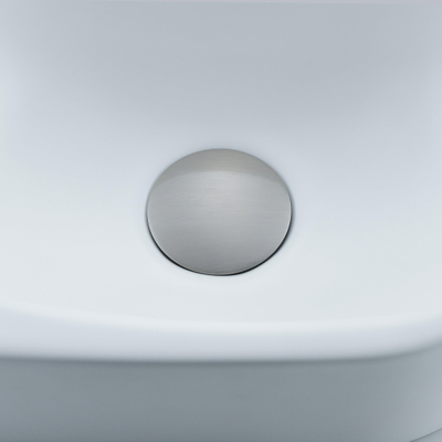 Fugaflow Efficiente Pietra Ensemble lave-mains - 40x21.5x12 cm - gauche - lisse - demi-rond - 1 trou de robinet - céramique - robinet de lave-mains en inox brossé - bonde de vidage - siphon extra-plat - blanc mat