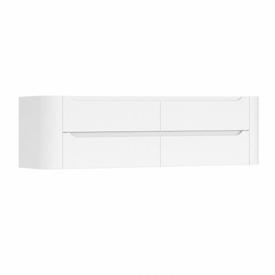 H&R Badmeubelen Juice Wastafelonderkast - 160x45x50cm - afgeronde hoeken - 4 lades - geïntegreerde greep - Wit hoogglans