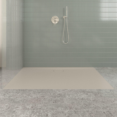 Villeroy & Boch Ecora douchebak - 140x90x3.5cm - afvoer lange zijde - almond (beige)