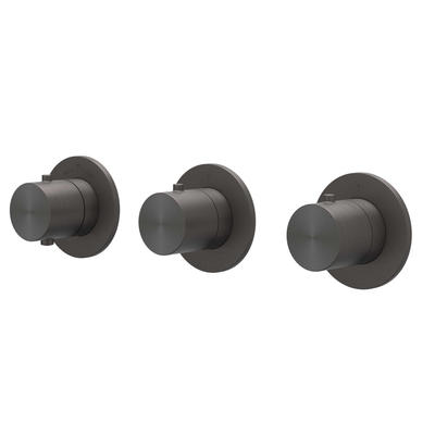 IVY Concord Ensemble de douche pluie - encastré - symmetry - 2 robinets d'arrêt - bras mural 40cm - pomme de douche principale medium 25cm - barre de douche avec sortie - flexible de douche 150cm - douchette barreau - RVS316 - noir carbone brossé PVD