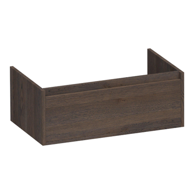 BRAUER Hope meuble sous-lavabo - 80x30x45,5cm - 1 tiroir softclose sans poignée - 1 découpe pour siphon - chêne massif - chêne à lamelles noir