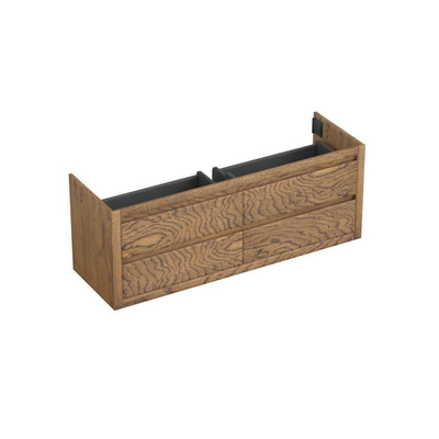 Forzalaqua Gela 2.0 meuble de salle de bains sous lavabo 160x51x60cm avec 4 tiroirs sans poignées à fermeture douce Chêne massif Castle Brown