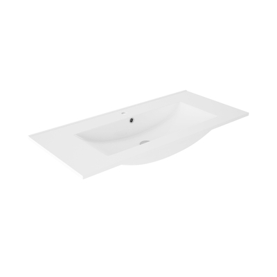 Adema Chaci PLUS Badkamermeubelset - 100x86x46cm - 1 rechthoekige keramische wasbak wit - 1 kraangat - 3 lades - rechthoekige spiegel - eiken