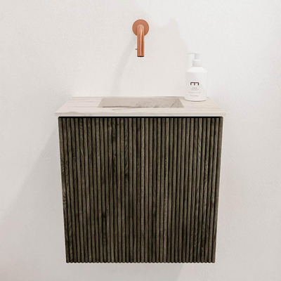 Mondiaz JOYA-DLUX 40cm meuble de toilette - couleur Shadow - Vasque FAYE position Milieu Sans trou de robinet couleur Nata.