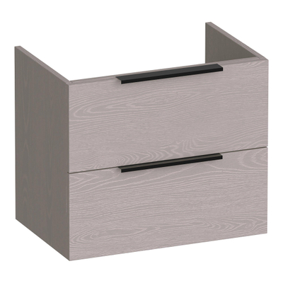 BRAUER Elevate meuble sous-lavabo peu profond 60 sans poignées rapportées 2 tiroirs à fermeture en douceur et 1 découpe pour siphon - Timber Greige