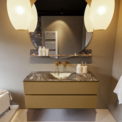 Mondiaz VICA-DLUX ensemble de meuble de salle de bain - 120cm - meuble sous-vasque oro - 2 tiroirs - lavabo encastrée cloud milieu - sans trous de robinet - version haute de 60cm - lave