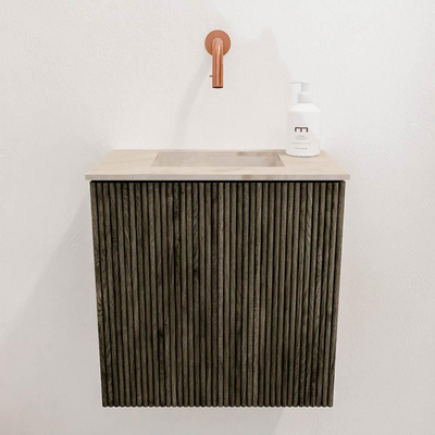 Mondiaz JOYA-DLUX 40cm toiletmeubel - kleur Shadow - Wastafel FAYE positie Midden Zonder kraangat kleur Frappe.