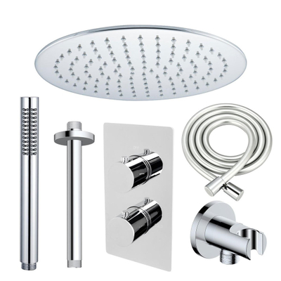 FugaFlow Eccelente Sobrado ensemble de douche à effet pluie encastré avec thermostat bras de plafond tige de douche à main chrome