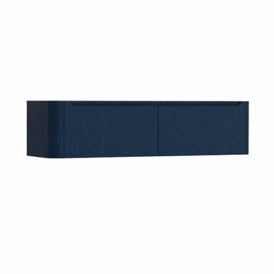 H&R Badmeubelen Juice Wastafelonderkast - 160x45x40cm - linkerhoek afgerond - 2 lades - geïntegreerde greep - blue oak