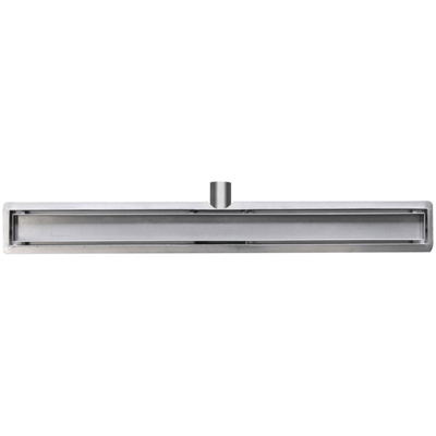Wiesbaden Douchegoot 90x7x6.7cm ondiep met flens en zijuitloop en tegelrooster RVS