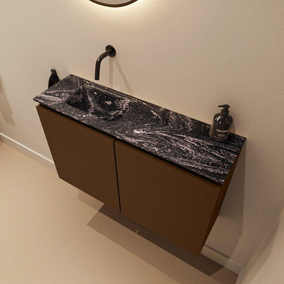 MONDIAZ TURE-DLUX 80cm toiletmeubel Rust. EDEN wastafel Lava positie links. Zonder kraangat.