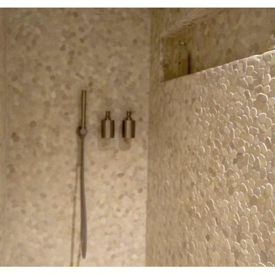 Kerabo galets de plage blanc/beige 30x30cm aspect pierre naturelle mat blanc/beige