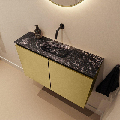 MONDIAZ TURE-DLUX Meuble de toilettes 80 cm Oro. EDEN lavabo Lava position milieu. Sans trou de robinet.
