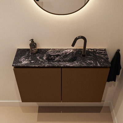 MONDIAZ TURE-DLUX Meuble WC 80cm Rust. EDEN lavabo Lava position milieu. Avec 1 trou de robinet.