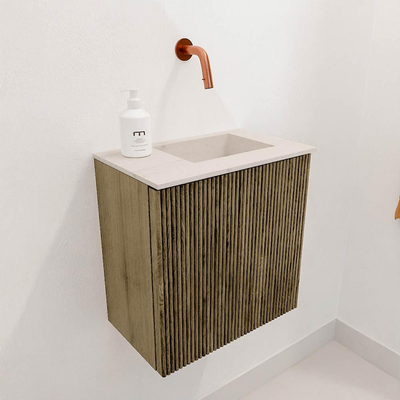 Mondiaz JOYA-DLUX 40cm toiletmeubel - kleur Dusk - Wastafel FAYE positie Rechts Zonder kraangat kleur Meli.
