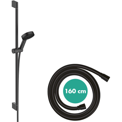 Hansgrohe Pulsify Select Ensemble barre de douche 3jets Relaxation EcoSmart 10.5cm avec barre de douche 90 cm Mat Noir
