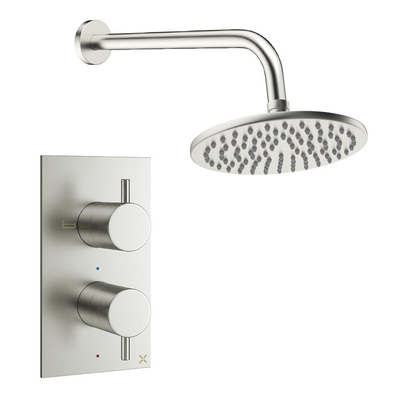 Crosswater MPRO inbouw regendoucheset – Ø20 cm hoofddouche – zonder handdouche – 2 hendels – RVS geborsteld