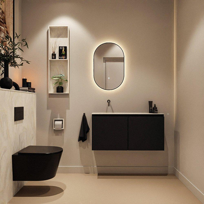 MONDIAZ TURE-DLUX meuble WC 100cm Urban. EDEN lavabo Ostra position gauche. Sans trou de robinet.