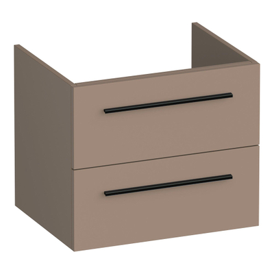 BRAUER Trust wastafelonderkast 60 excl. opbouwgrepen 2 softclose lades en 1 sifon uitsparing - mat mokka