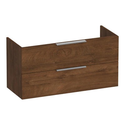 BRAUER Elevate meuble sous lavabo peu profond 100 excl. poignées à poser 2 tiroirs softclose et 1 découpe pour le siphon - Forest Cacao
