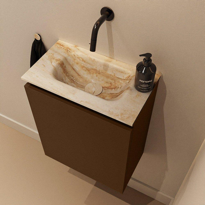 MONDIAZ TURE-DLUX Meuble WC 40 cm Rust. EDEN lavabo Frappe position milieu. Sans trou de robinet.