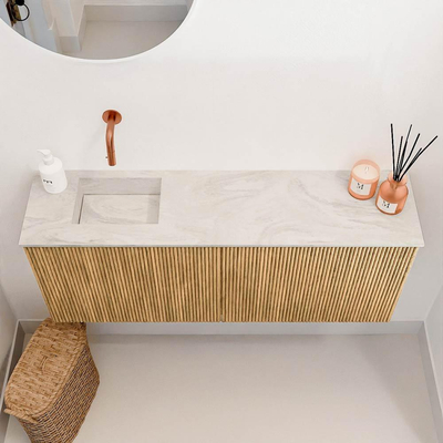 Mondiaz JOYA-DLUX 100cm toiletmeubel - kleur Oak - Wastafel FAYE positie Links Zonder kraangat kleur Ostra.