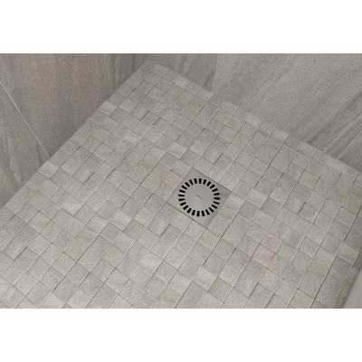 Easy Drain Aqua brilliant siphon de sol abs 15x15cm sortie latérale et verticale inox brossé