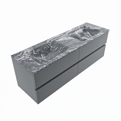 MONDIAZ VICA-DLUX Badkamermeubelset - 150cm - onderkast plata - 4 lades - inbouw wastafel cloud dubbel - 2 kraangaten - 60cm hoge versie - lava